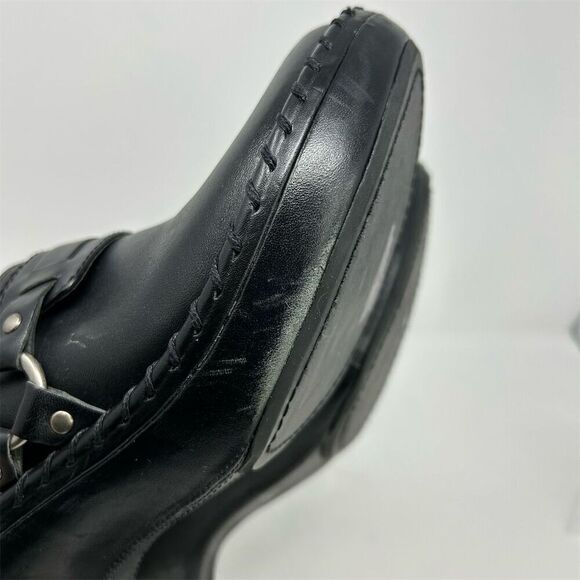 Frye Women's Black Leather Clog Mules Size 9.5 Block Heel Slip-On Western - Picture 13 of 16